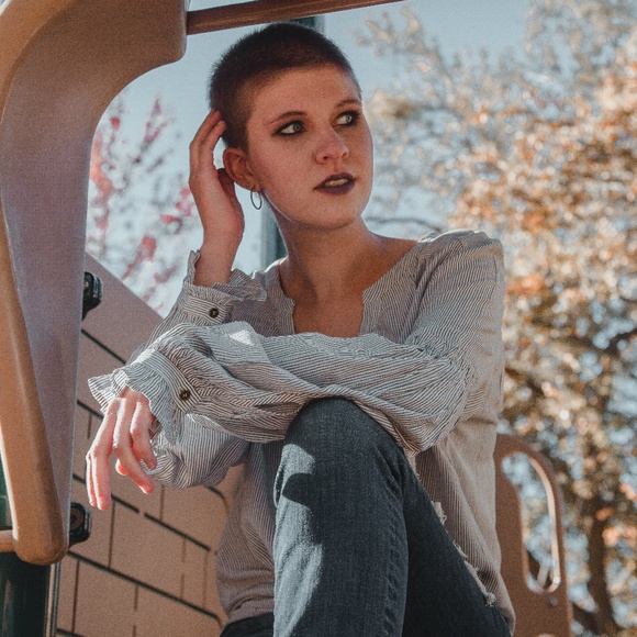 Sundance Blue and White Striped Blouse - Picture 5 of 9